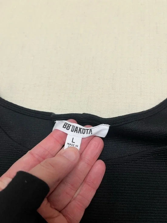 BB Dakota L black 3/4 sleeve thick rib midi dress - Picture 5 of 11